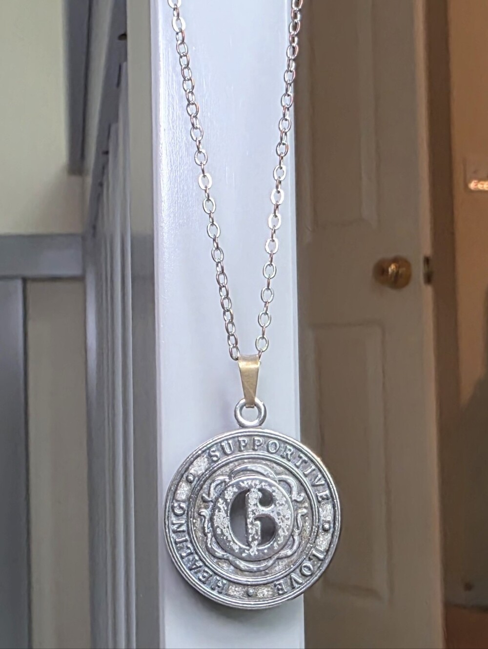 Alex And Ani Silver Round Numerology Pendant Necklace with '6' Medallion